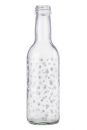 Bordeaux-Flasche weiss bedruckt Sterne 250ml MCA/PP28  Lieferung ohne Verschluss, bei Bedarf bitte separat bestellen.